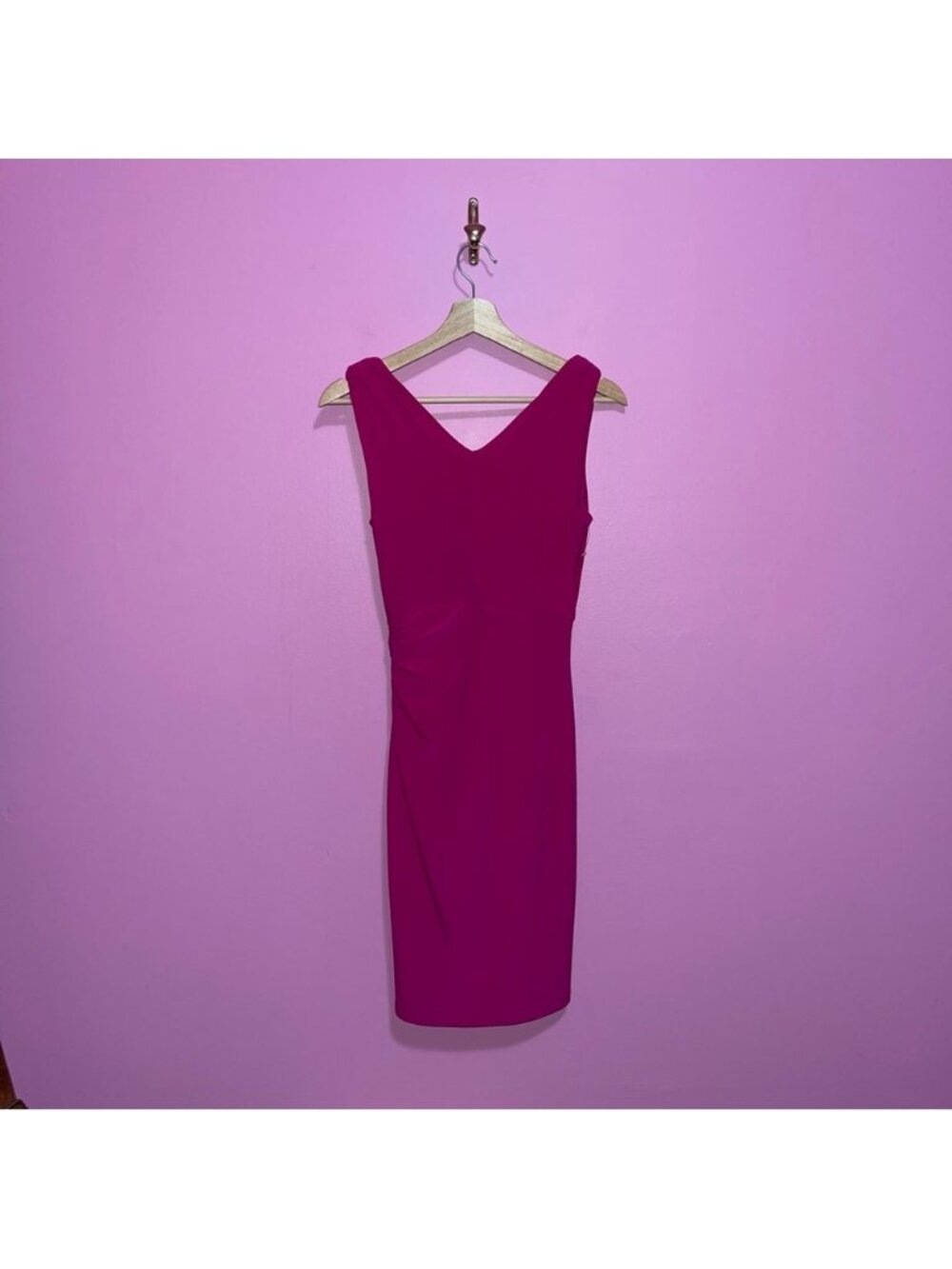 Lauren Ralph Lauren Magenta Wrap-Style Sleeveless‎ Dress Women’s 8 Petite - Picture 5 of 9
